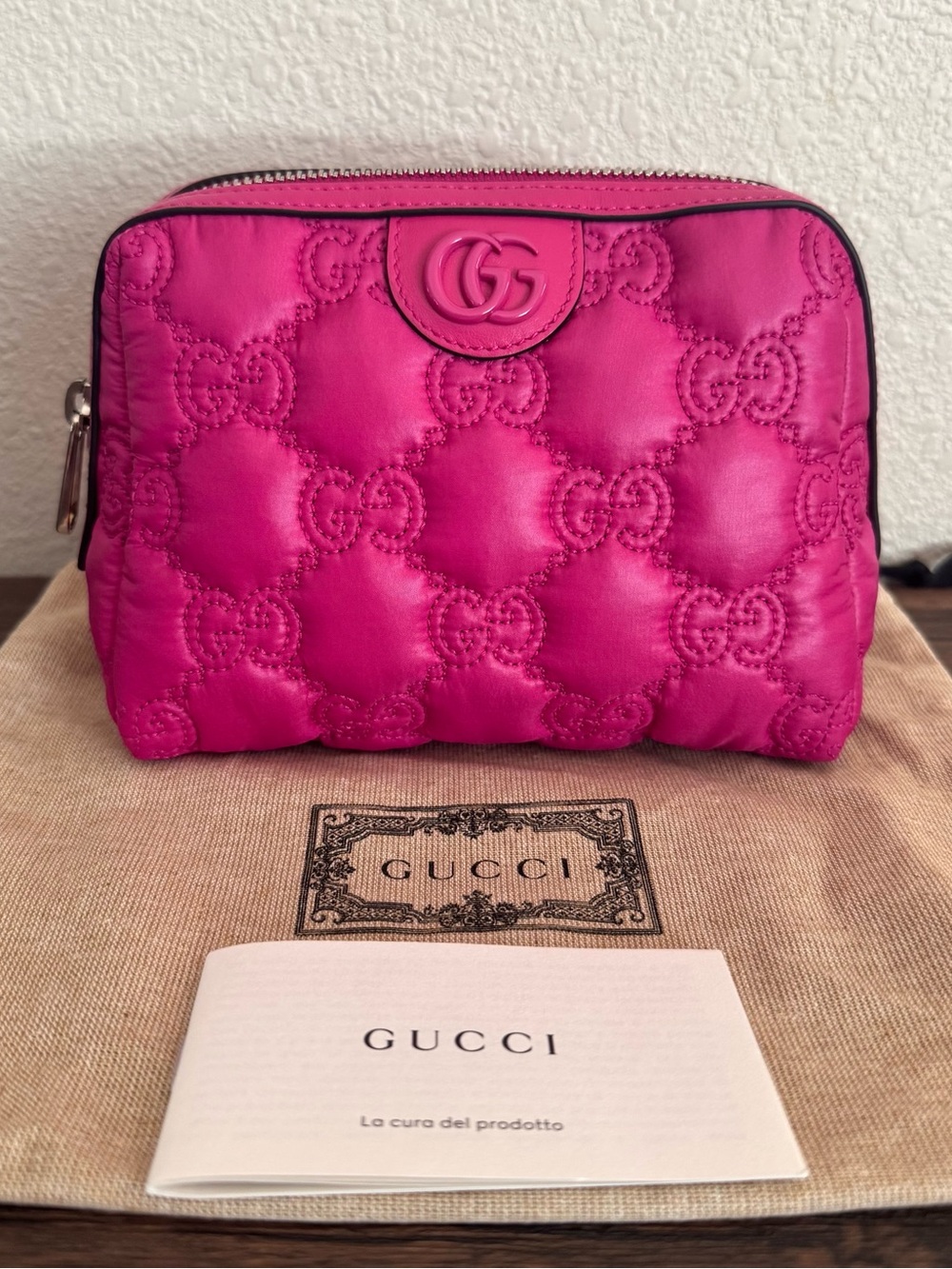 NEW GUCCI GG Matelassé Quilted Nylon Pouch